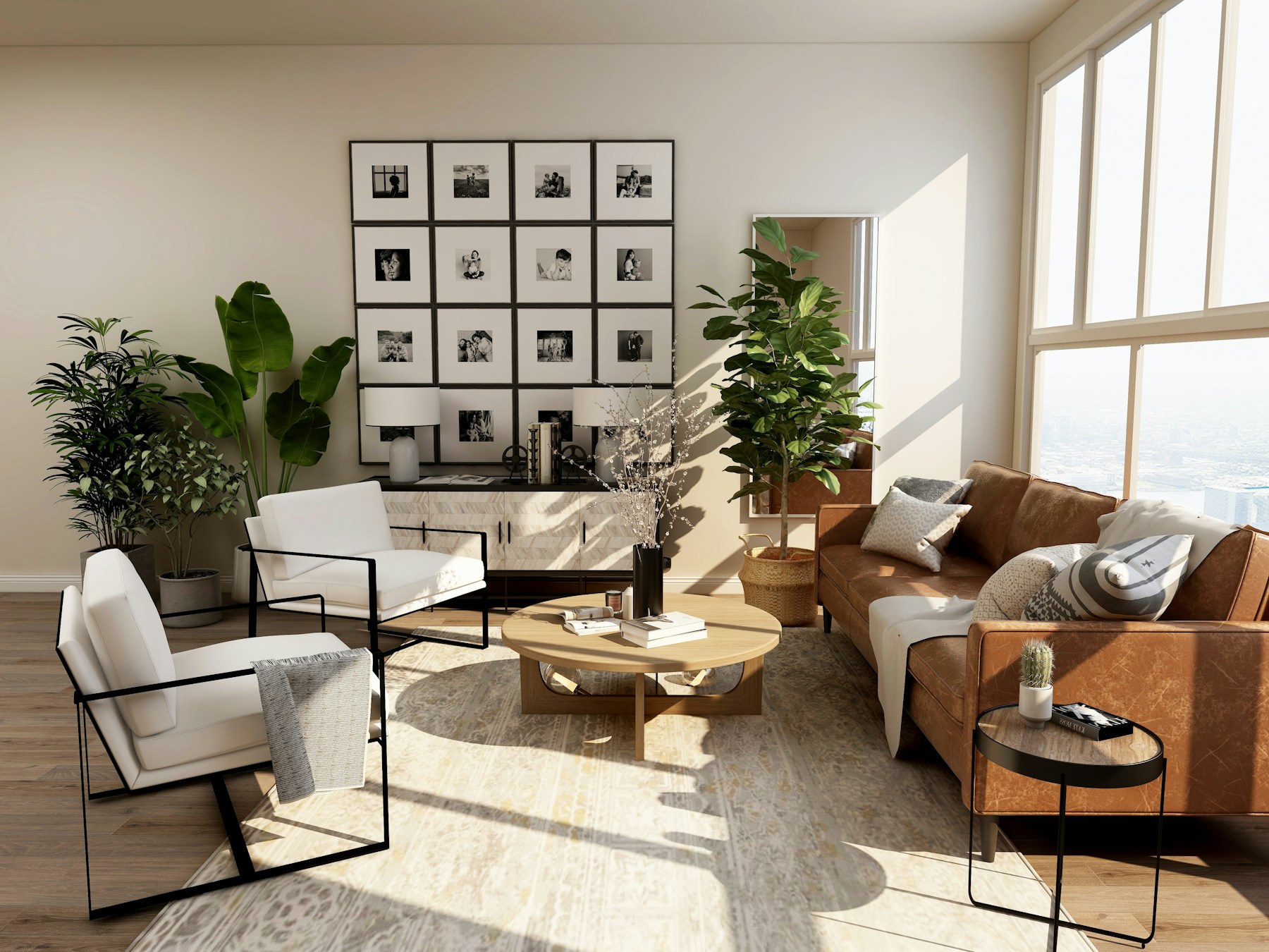 Architectural reference of a light-filled contemporary living room